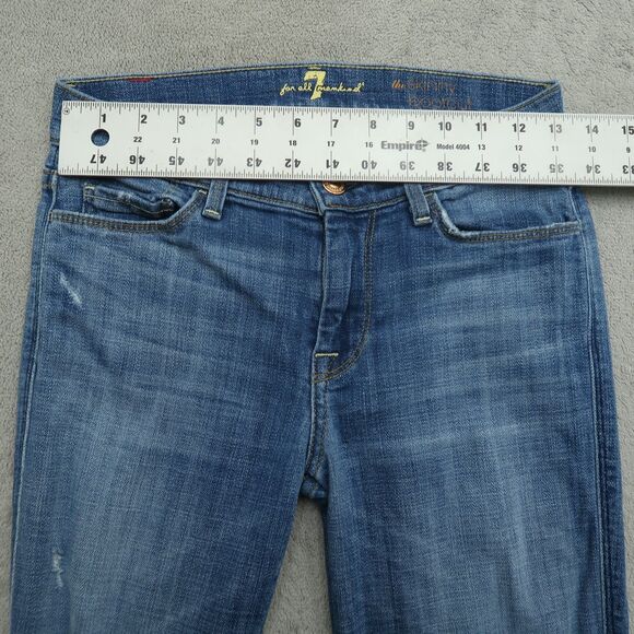 7 For All Mankind Jeans Women's 25 Low-Rise Skinny Bootcut 29" Inseam Distressed - Picture 16 of 16